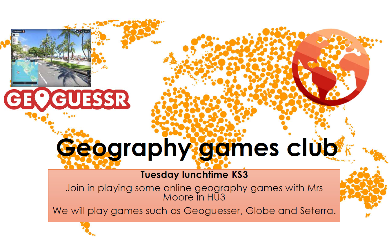 Geography Club Poster. This is also available to view as a PDF at the bottom of this web page.