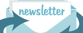 Newsletter text in a blue envelope